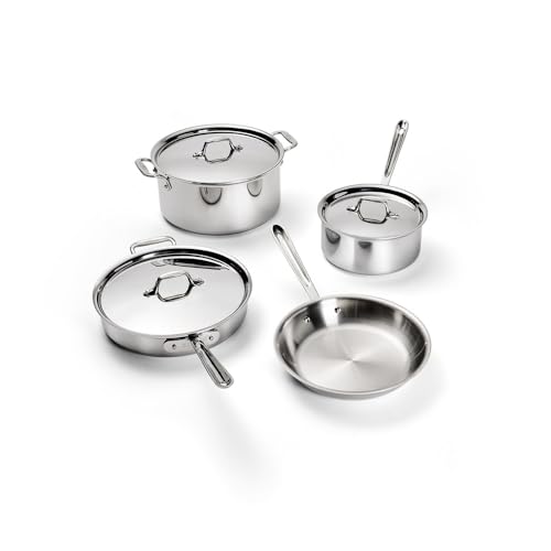 All-Clad D3 3-Ply Stainless Steel Cookware Set – 7-Piece Pots and...