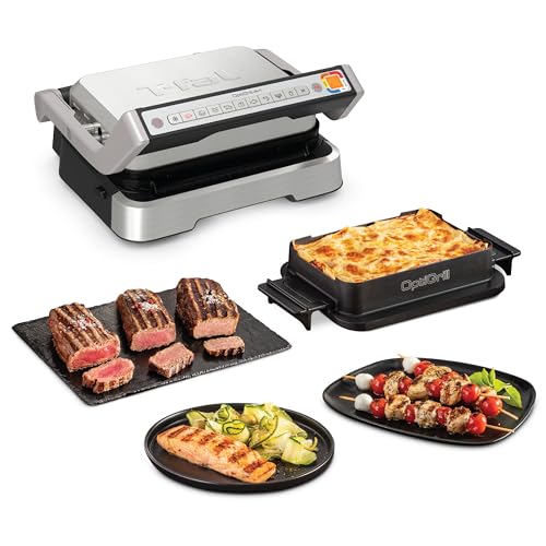 T-fal, Electric Grill, OptiGrill 4in1, Stainless Steel, 9 Automatic...