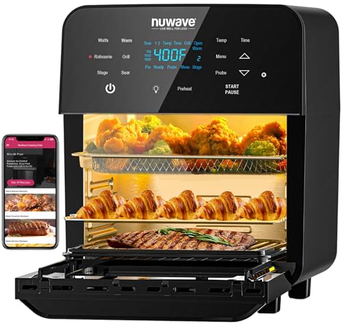 Nuwave Brio 15.5Qt Air Fryer Rotisserie Oven, X-Large Family Size,...