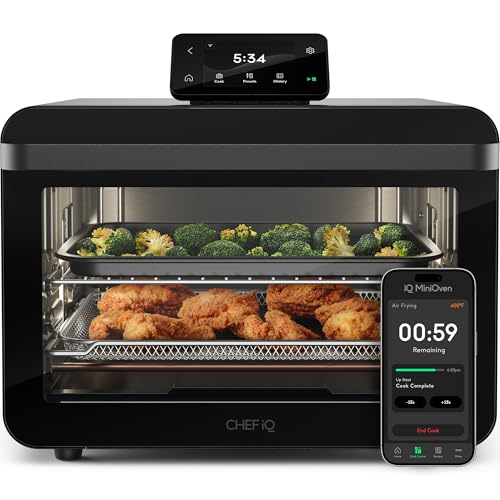 CHEF iQ MiniOven Smart Toaster Oven Air Fryer Combo, 11-in-1...