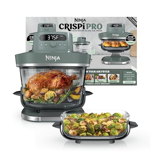 Ninja Crispi Pro 6-in-1 Glass Air Fryer | With Nontoxic, 6qt & 2.5qt...